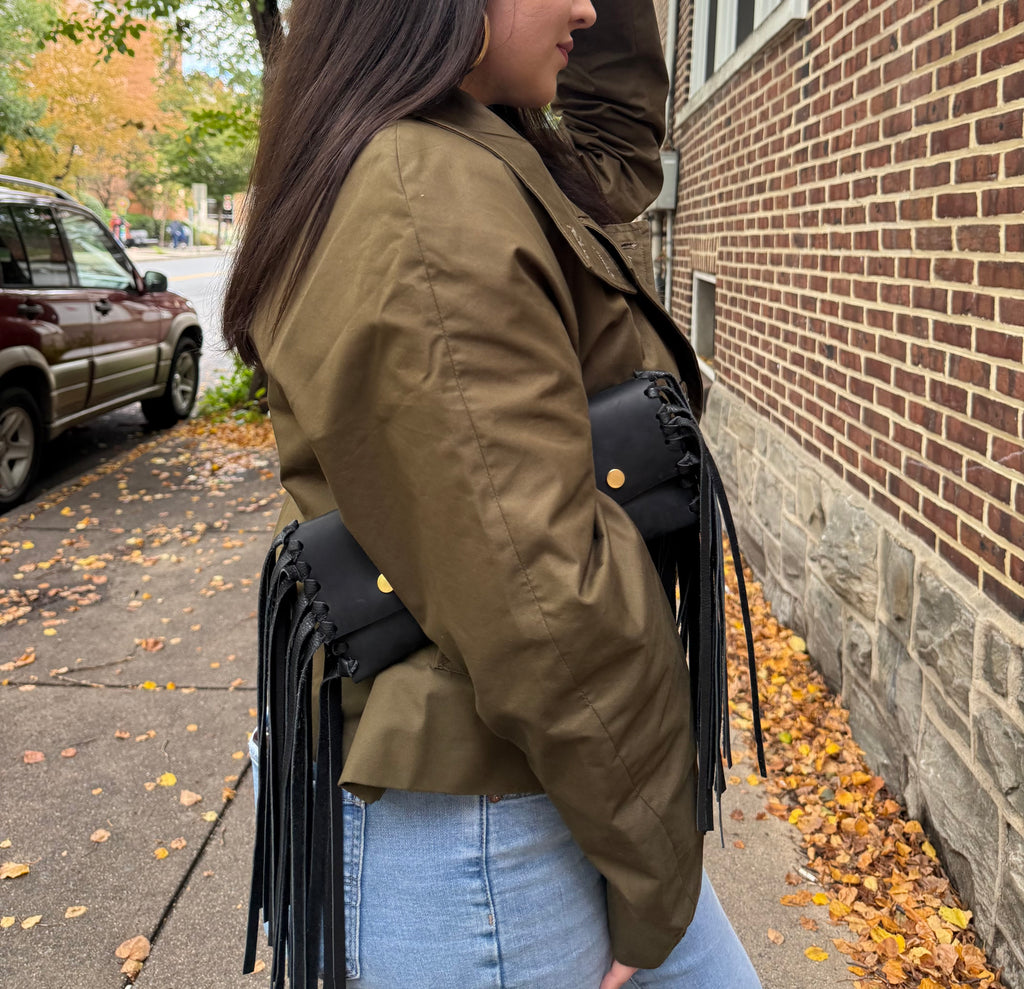 Leather Fringe Clutch